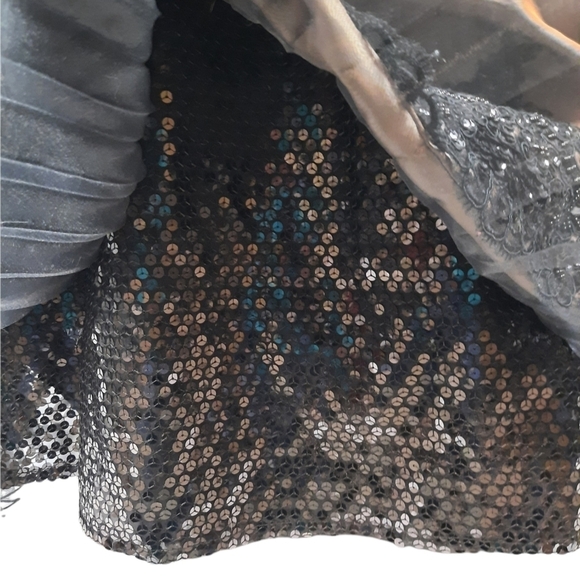 Jovani Prom Formal Gown Iridescent Sequin Embroidered w Faux French Bustle Sz 2 - Picture 5 of 16